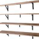 Long Wall Shelf,Large Floating Shelves for Wall,Wood Floating Bookshelves Hanging,Book Storage Display for Living Room Bedroom Office Bathroom Decor,4 Pack,36 Inch,Carbonized Black