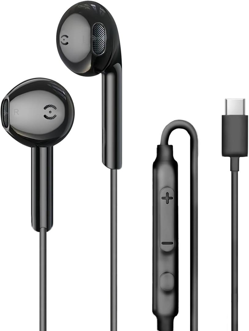 MAS CARNEY USB C Earbuds Wired Ear Buds for Samsung Galaxy S25 S24 S23 S22 S21 S20 Ultra FE A16 A17 A26 A36 A53 5G A56 Z Fold 6 USBC in-Ear Headphones Wired Type C Earbud Earphones Headsets with Mic