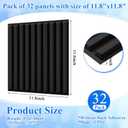 Nuanchu 32 Pcs 3D Slat Wall Panels, 12"x12" PVC Fluted Wall Paneling for Interior Decor, Paintable Waterproof Textured Tiles for Living Room TV Background Gaming Room, 32 Sq. ft Coverage (Black)