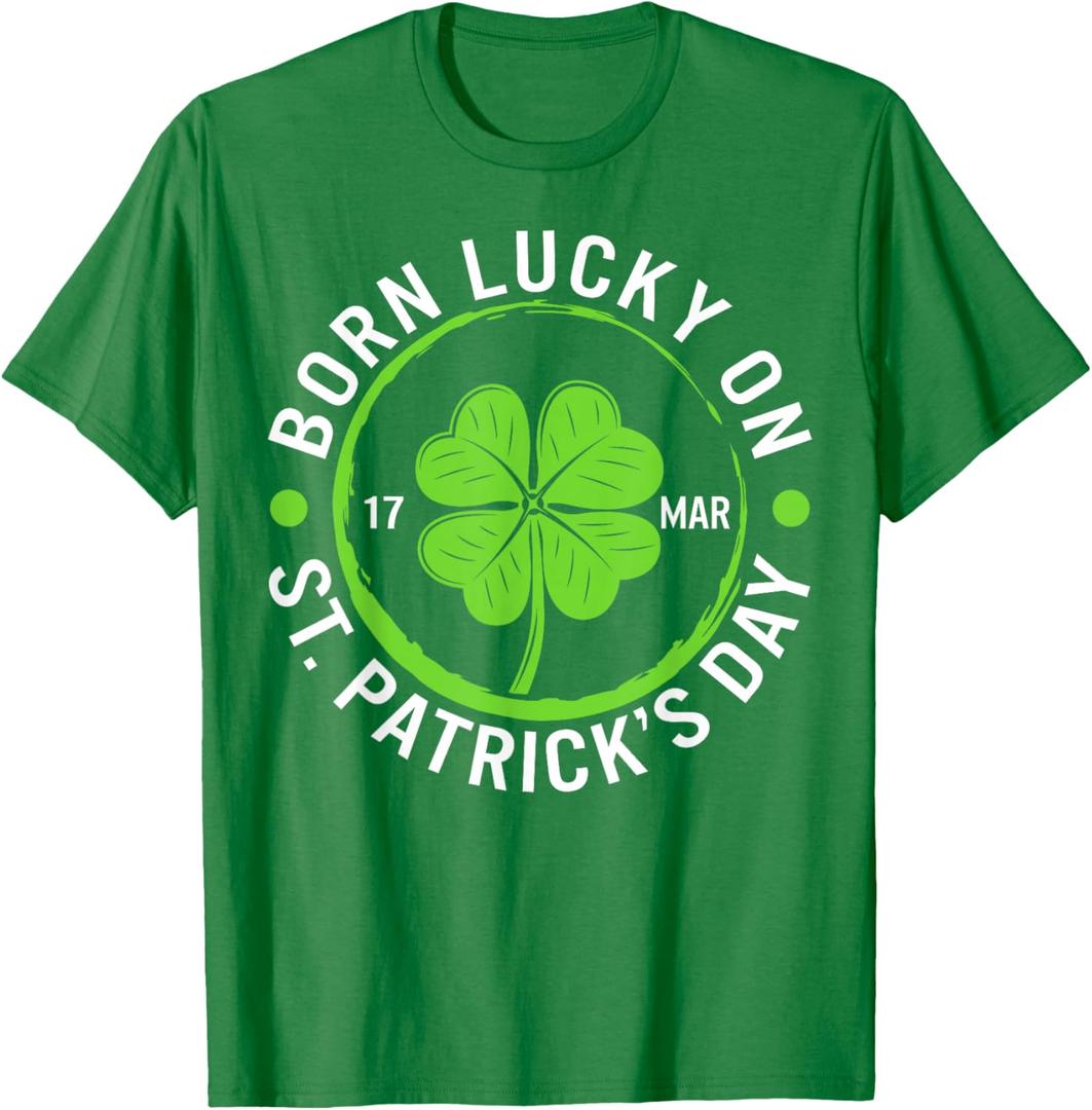 Lucky Born On St. Patrick's Day March 17 Irish Birthday Kids T-Shirt. XS Size