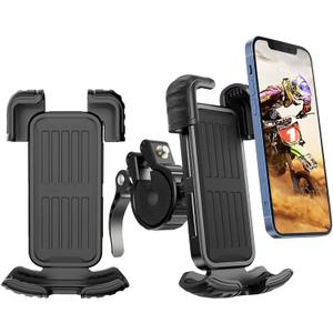2 Packs Bike Motorcycle Phone Mount,[Ultra Metal] Bike Motorcycle Phone Holder with Security Lock, Bicycle Phone Mount with Soft Cushion & Adjustable Clip Compatible with 4.7''-6.8'' Phone