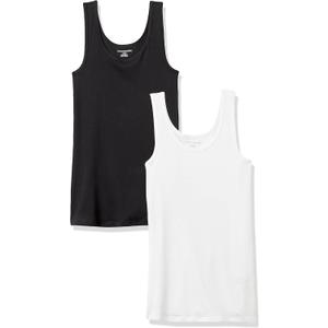 Amazon Essentials Womens Slim-Fit Tank Top (Small, Black/White)