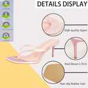 Women's Stiletto Heel Casual Flip Flops Satin Fashion Square Open Toe Backless Summer Slip On High Heel Dressy Thong Sandals Slide for Beach Daily Work (10, Black)