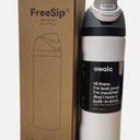 Owala FreeSip Insulated Stainless Steel Water Bottle with Straw, BPA-Free Sports Water Bottle, Great for Travel, 24 Oz, White, Black Lid
