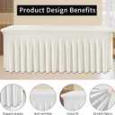3 Pack White Table Skirt, Wrinkle-Free Spandex Table Covers 6ft, Elastic Fitted Washable Tablecloth for Rectangle Tables for Wedding, Banquet, Party, Events