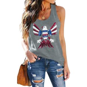 American Flag Tank Tops Women USA Sequin Sleeveless Tee Eagle Patriotic Shirt 4th of July Summer Top (XX-Large)