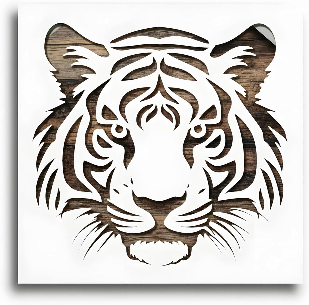 Tiger Head Stencil  10" x 10" Reusable Mylar Template for Painting, DIY Crafts, Wall Art and Wildlife Decor Projects