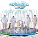 Lewtemi 12 ft Extra Large Non Slip Splash Pad 144" for Adult Kids and Dog Giant Thicken Sprinkler Pool Summer Outdoor Toys Fun Backyard Fountain Play Mat for Family Pet Dog(Bright Style)