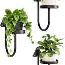 Wall Mounted Plant Holder , Yi Cheng Indoor Wall Plant Hanger with Shelves for Window Plants, Hanging Planters for Home Decor, Set of 3 Black Plant Wall Organizers