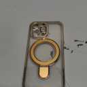 Compatible with iPhone 15 Pro Max Case with Invisible Magnetic Ring Stand [Compatible with Mag-Safe] [Full Camera Lens Protector] Plating Clear Phone Case for iPhone 15 Pro Max 6.7", Gold