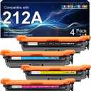 4 Pack Replacement for HP 212A Toner Cartridges Works with HP Color Laserjet Enterprise M555, Laserjet M554 Series, Color Laserjet MFP M578 Series Printer Ink (Black,Cyan,Magenta,Yellow) (212A/W2120A-4PK)