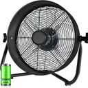 Rechargeable Battery Operated Drum Fan, Portable Outdoor Hurricane Emergency 7-47H Large Battery 12" Floor Fan Hi-Velocity Low Noise Cordless, Watching Event Camping Travel Indoor Home Patio (Black)