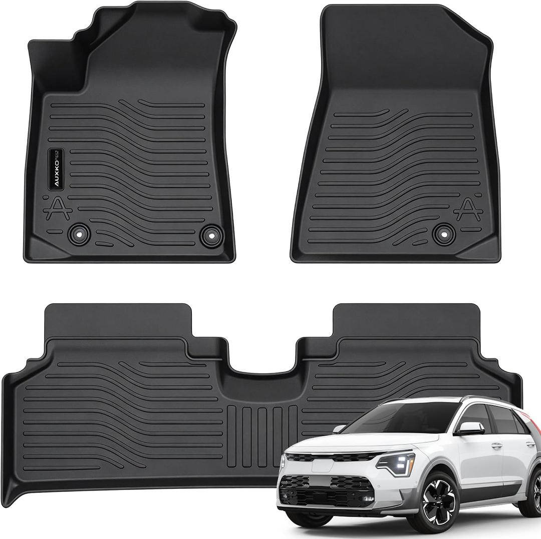 AUXKO Floor Mats for Kia NIRO EV(Not PHEV) 2023 2024 2025 2026 Accessories
All Weather,Full Coverage,3D Laser Fit,High Wall,All Season,Odorless,Anti Slip,Rain&Salt Resistant,TPE,Black,Pet Friendly