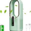 Desk Fan Portable, Battery Operated,Quiet Desktop Fan Bladeless with 3 Cooling Speeds, 11.8 Inch Touch Control Personal Fan for Bedroom, Office, Home, Outdoor (Green)