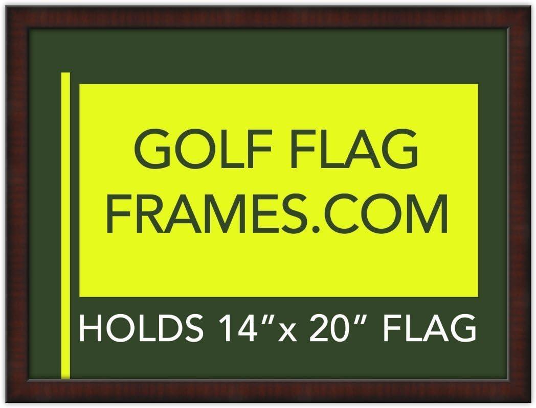 17x23 Mahogany Color Golf Flag Frame, Moulding brn-002, Green Mat (holds 14x20 PGA, Ryder Cup, US Open Golf Flags; flag not incl)