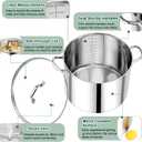 P&P CHEF 20 QT Stock Pot with Lid, Stainless Steel Large Cooking Pot, Soup Canning Stockpot for Stewing Simmering, Tri-ply Bottom for All Stoves, Heavy-Duty &Dishwasher Safe & Food-Grade