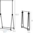 Whitmor Foldable Garment Rack - Rolling Clothes Rack - Adjustable Height Garment Rack, Heavy Duty Foldable Clothes Rack with Adjustable Hanging Rod for Home Office- Silver & Black