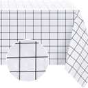 Romanstile Rectangle Vinyl Tablecloth, 100% Waterproof Oil-Proof Checkered Plastic Table Cloth, Heavy Duty Wipeable Table Covers for Dining, Camping, Picnic, Outdoor - 54 x 78 Inch, White