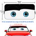 Car Windshield Sun Shade, Funny Eyes Sun Visor for Car Windshield, Wear-Resistant Black Tape, Foldable 59x27.5/63''x31.5'' (std)