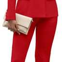Women's Fall Business Pant Suit Long Sleeve Formal 2 Piece Blazer Set Casual Office Work Outfits 2024 (Small, Red)