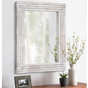 Mirrors for Wall Rustic Wooden Frame Rectangle Mirror Vintage Hanging Mirror for Bedroom Bathroom Living Room Farmhouse Wall Decor White Large 20" x 16 " (20"L x 16"W, Rustic White)