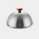 Stainless Steel Grill Dome with Wooden Handle, Commercial Grade Round Basting Cover, Grill Steaming Dome, Great for Steaming on The Blackstone & Melting Cheese on Burgers (8.27" (210mm))