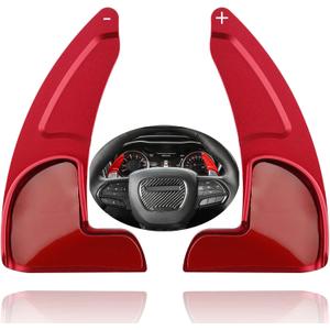Paddle Shifter Extension for Dodge Charger,Challenger - Billet Aluminum Steering Wheel Paddle Shifters Covers Compatible with Dodge Charger,Challenger,Durang and More (See Fitment) - Red