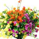 WILLBOND 12 Bundles Artificial Flowers Outdoor, UV Resistant Faux Artificial Plants Shrubs Plastic Flower Bulk for Hanging Planter Porch Window Home Spring Summer Decor(Yellow, Orange, Fuchsia)