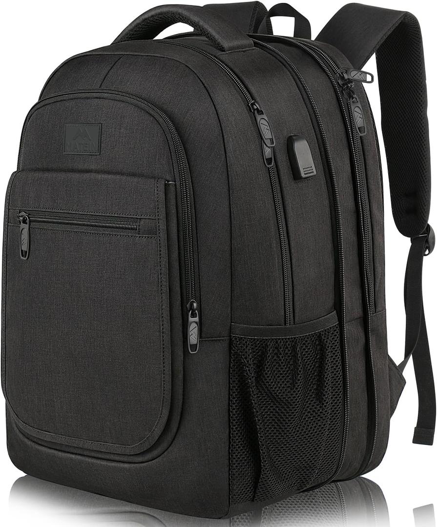 MATEIN Backpack for School, Expandable College Backpack for Boys Girl, Water Resistant Large Bookbag for Men Women, 15.6 inch Laptop Bag with USB Charging Port, Anti Theft Travel Daypack, Black
