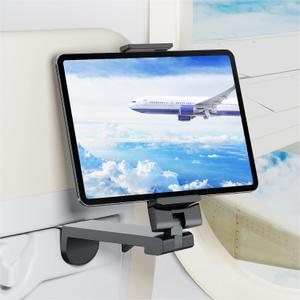 Airplane Tablet Holder Mount, Travel Essential Handsfree Tablet Stand for Flying with Multi-Directional 360 Degree Rotation, Compatible with iPad/Galaxy Tabs (Only Fits 711" Tablets)