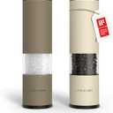 LARS NYSM Salt and Pepper Grinder Set 2 pieces I Salt Pepper Mill with Adjustable Ceramic Grinder I Design Spice Grinder Set Manual (Brown/Beige)