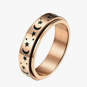 Stainless Steel Spinner Ring Luminous Glow Moon and Star Fidget Stress Relief Anxiety Rings for Women Men, Size: 8