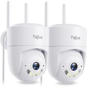 5G/2.4G WiFi Security Camera Outdoor,24/7 Recording Home Security Cameras 2K,360 PTZ Wired Cameras for Home Security Outside,Auto Tracking, White-2 Packs
