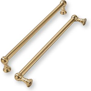 khtumeware 2 Pack 12 Inch Hole Center Champagne Bronze Cabinet Pulls Heavy Duty Solid Satin Brass Cabinet Handles for cabinets Dressers Kitchens Handles Bathroom cabinets