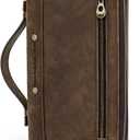 Crazy Horse Leather Men Clutch Hand Bags Genuine Leather Purse RFID Wallet Large Capacity Business Card Multifunction Zipper Handbag