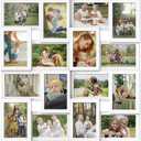 J.M.Deco Collage Picture Frames for Wall 16 Opening, Large Photo Frame Collage Wall Hanging for 4x6 Photo, Reunion Friends Family Memory, Christmas Gift -Pure White