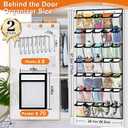 Aheroi 2 Pack 35 Pockets Over Door Shoe Organizer, White, Holds Up to 40 lbs, Mesh Pockets, Foldable, Hanging Shoe Rack