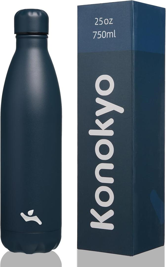 Konokyo Insulated Water Bottles,25 oz Double Wall Stainless Steel Vacuum Metal Flask for Sports Travel, Navy Blue