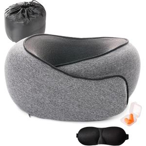 Travel Pillow, Travel Neck Pillows for Airplanes, Comfortable Breathable Cover, Memory Foam 360 Degree Support Stowable Pillows, Ideal Accessory for Sleeping Offices and Cars(Gray)