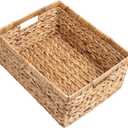 StorageWorks Extra Large Wicker Baskets for Organizing, Water Hyacinth Storage Basket with Built-in Handles, 1 Pack (16 "L x 13"W x 7 "H)