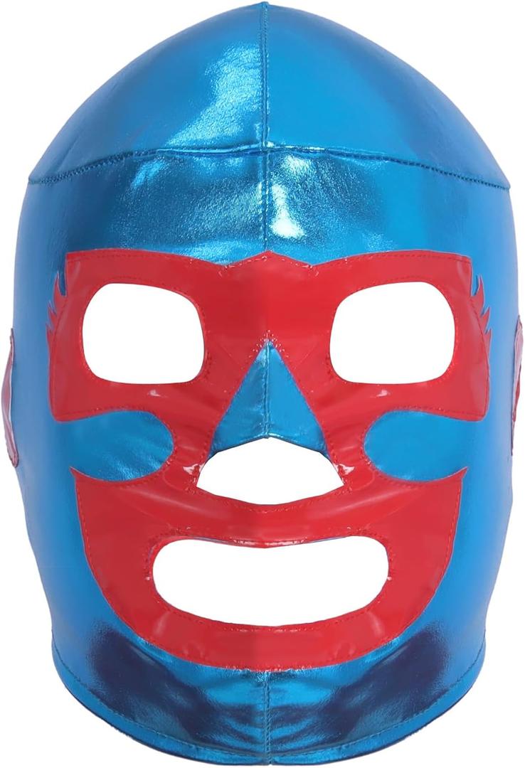 Mexican Wrestling Mask for Adult Men,Halloween Wrestler Costume Mask (Red)
