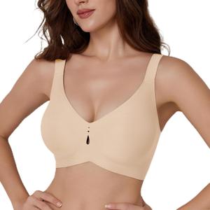 Womens Seamless Wireless Supportive Bra Push Up Comfortable Soft No Underwire Full Coverage Everyday Bra (XXXL)