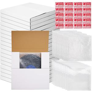 18 Set Vinyl Record Mailers 12.9 x 12.9 x 1" Shipping Boxes White Easy Fold Album Corrugated Cardboard Box Multi Depth Album Mailer for Packing Shipping Moving Storage Supplies
