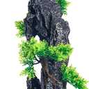 Large Fish Tank Decorations - Mountain View Aquarium Ornament with Tree House Cave Bridge,Mountain E