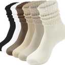 HAVE A TREE 3-6 Pack Women's Slouchy Crew Socks - White Cushioned Scrunch Boot Socks Size 5-11
