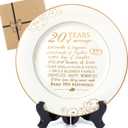 Urllinz 20 Year Anniversary Plate with 24k Gold Foil Decorations - 20th Anniversary Wedding Gifts for Wife Couple Him Her Husband, Ceramic 9"