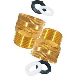 YOUHO Brass Garden Female Hose Fitting Connector, 3/4 GHT Female x 3/4 GHT Male, Garden Hose Connectors Garden Pipe Joint Extension Repair Fitting 2PCS