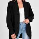 KIRUNDO Cardigan Sweaters for Women 2024 Fall Open Front Long Sleeve Loose Lightweight Knit Sweater Coat with Pockets (Black, S)