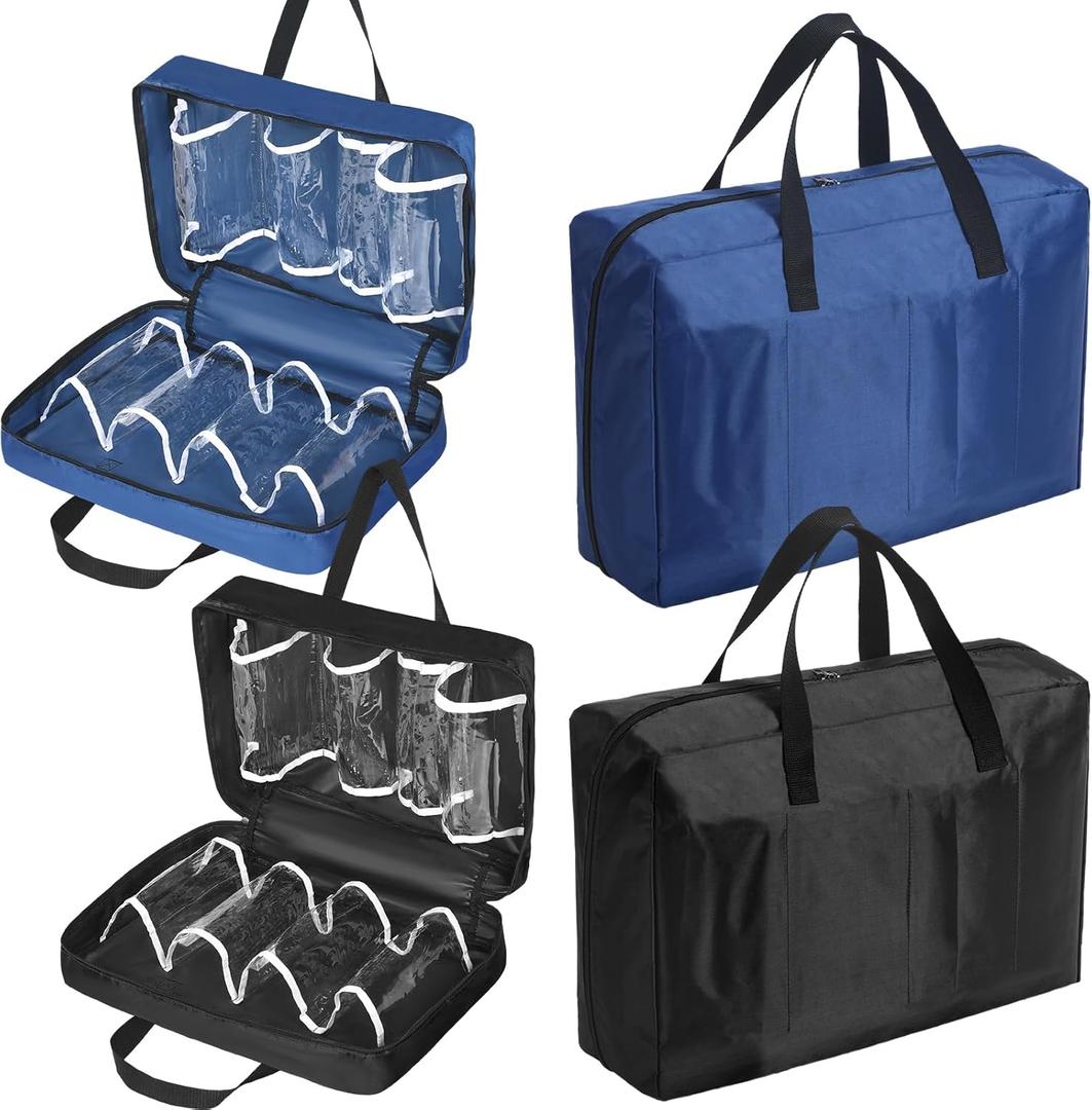 2 Pcs Shoe Bag for Travel with Handle Travel Shoe Organizer Portable Luggage Shoe Storage Bag for Multiple Shoes (Black, Blue)