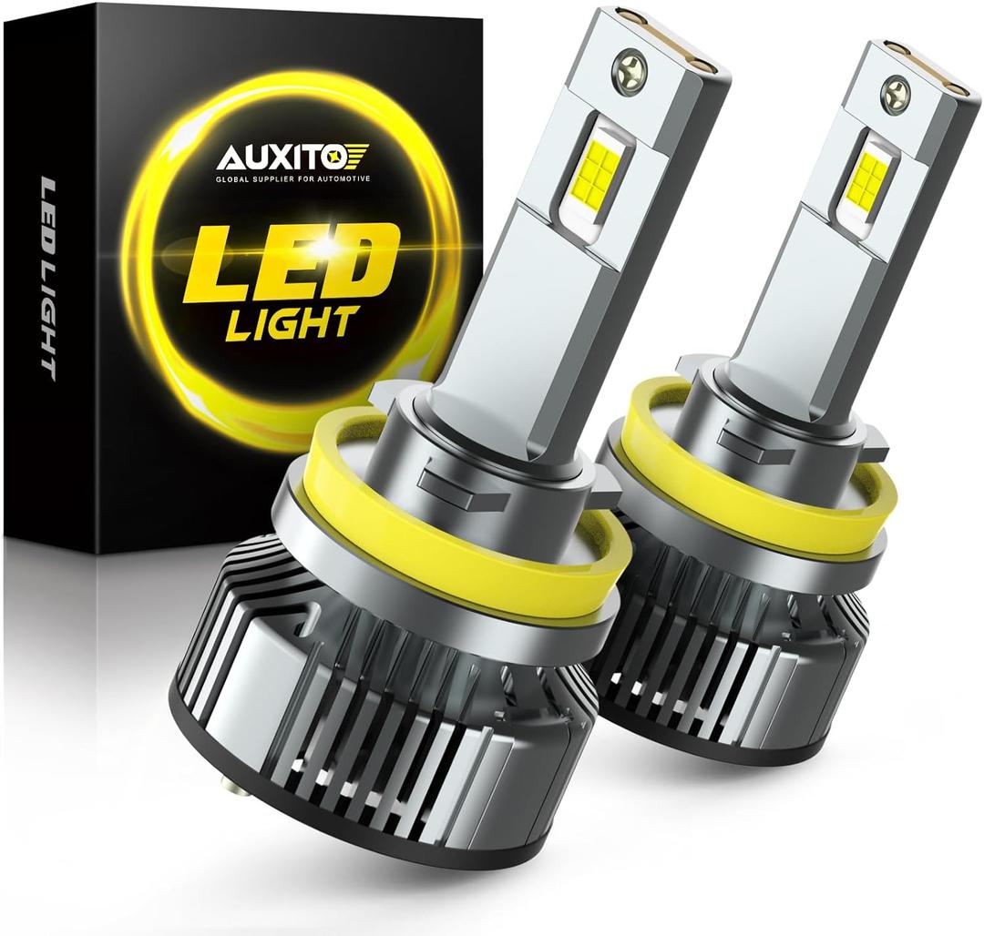 AUXITO H11 H9 H8 LED Bulbs Fog Light Bulbs, 900% Brightness 6500K Cool White, CSP LED Chips Fog Lamps Replacement, Play and Plug, Pack of 2